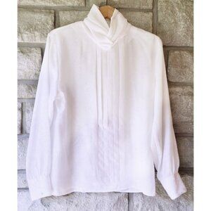 Vintage White Mock Neck Secretary Button Up Blouse / 3 for $33 Sale!